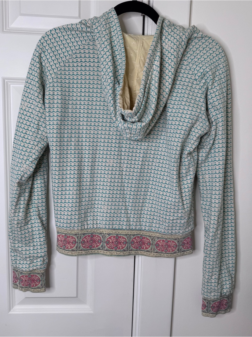 Y2K Billabong Cream & Teal reversible Patterned Zip Hoodie - Picture 9 of 10